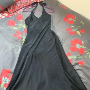 BCBGMAXAZRIA Long Satin Halter Dress Gown, Black Size 4. Unworn new with tags